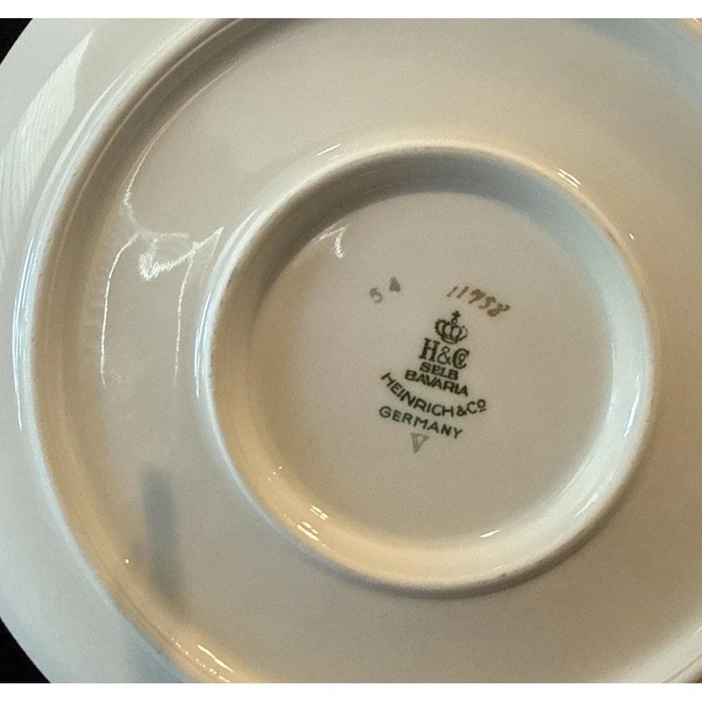 Heinrich Selb‎ Bavaria Germany Gold Trim Pink Flowers Gravy Boat Bowl READ